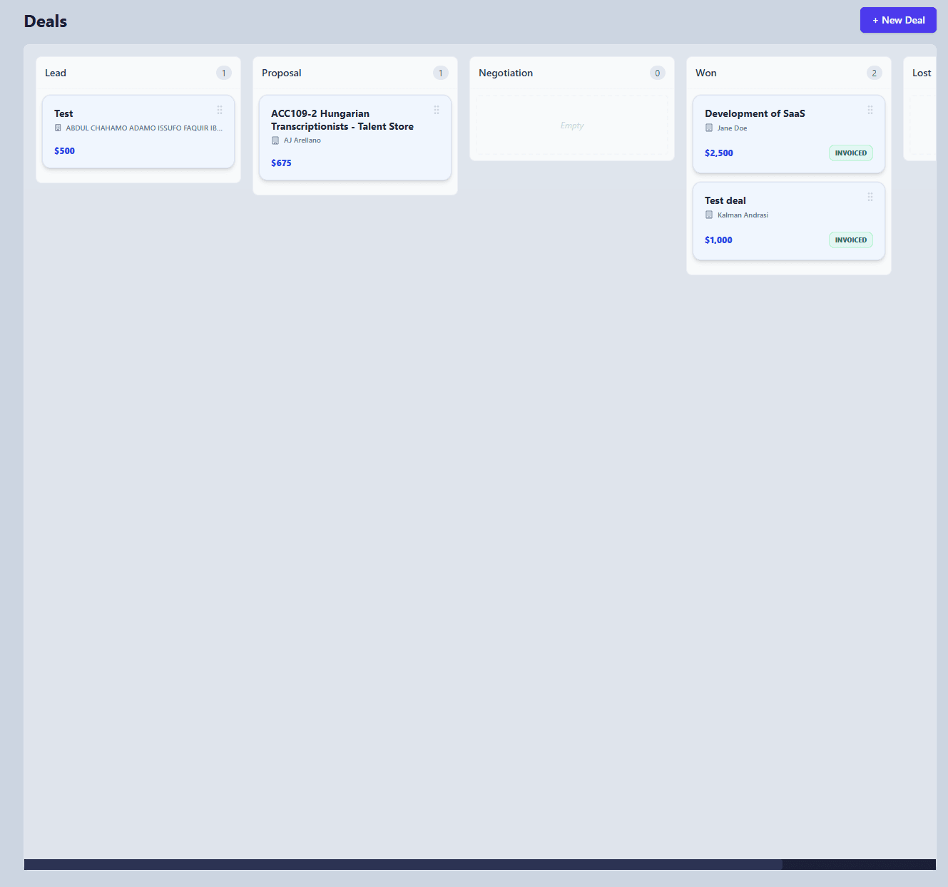 SoloSuite Deal Pipeline